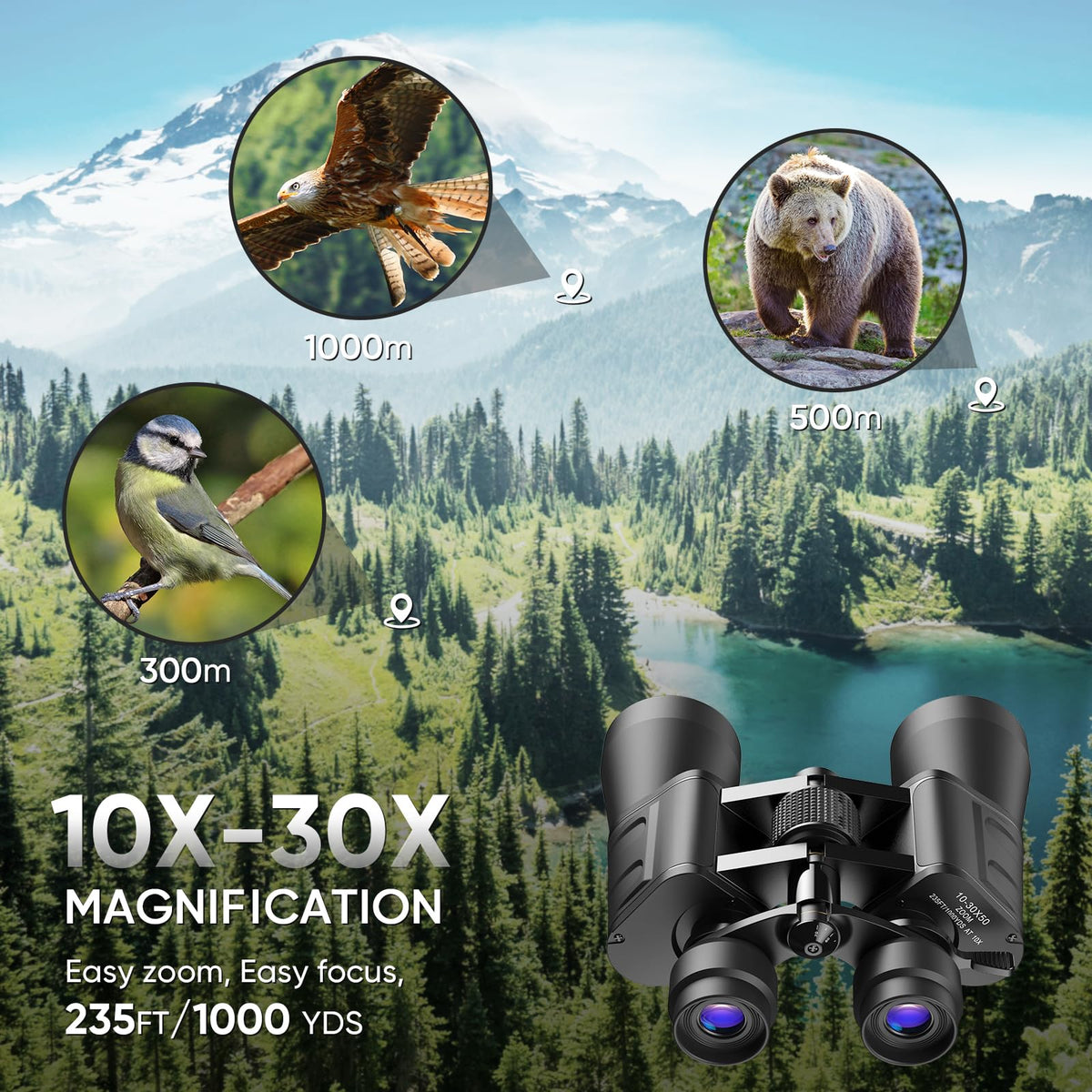 Evil Eye binoculars in use for bird watching with steady eye relief.