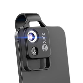 Evil eye front view of pocket microscope showing compact design and portability