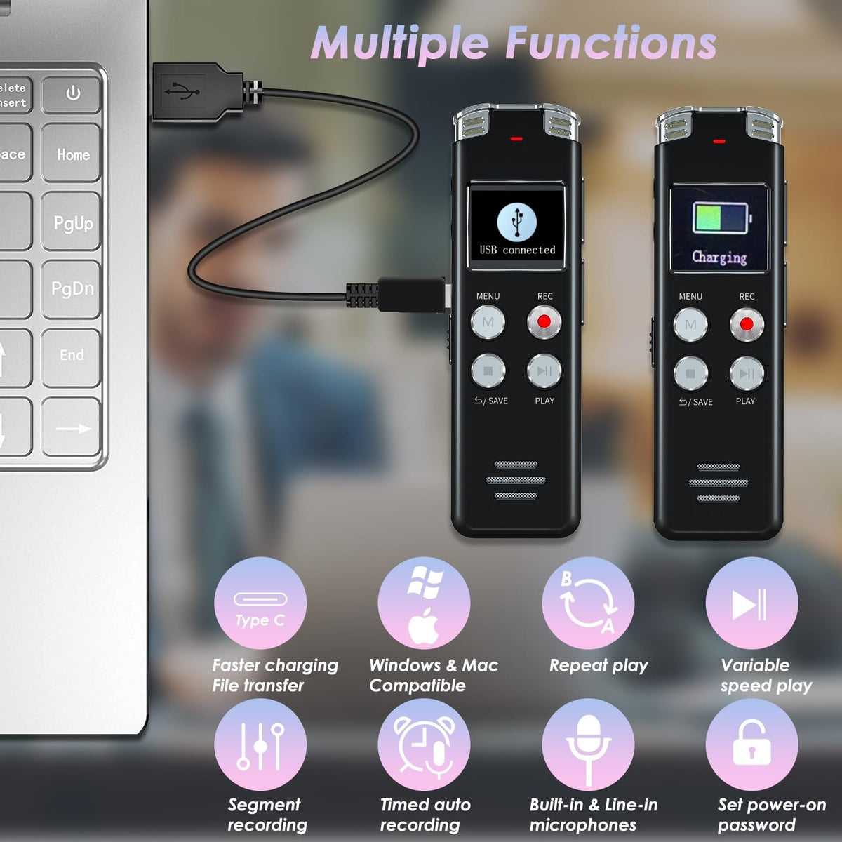 EVISTR placed in a classroom capturing lecture audio for reliable note-taking