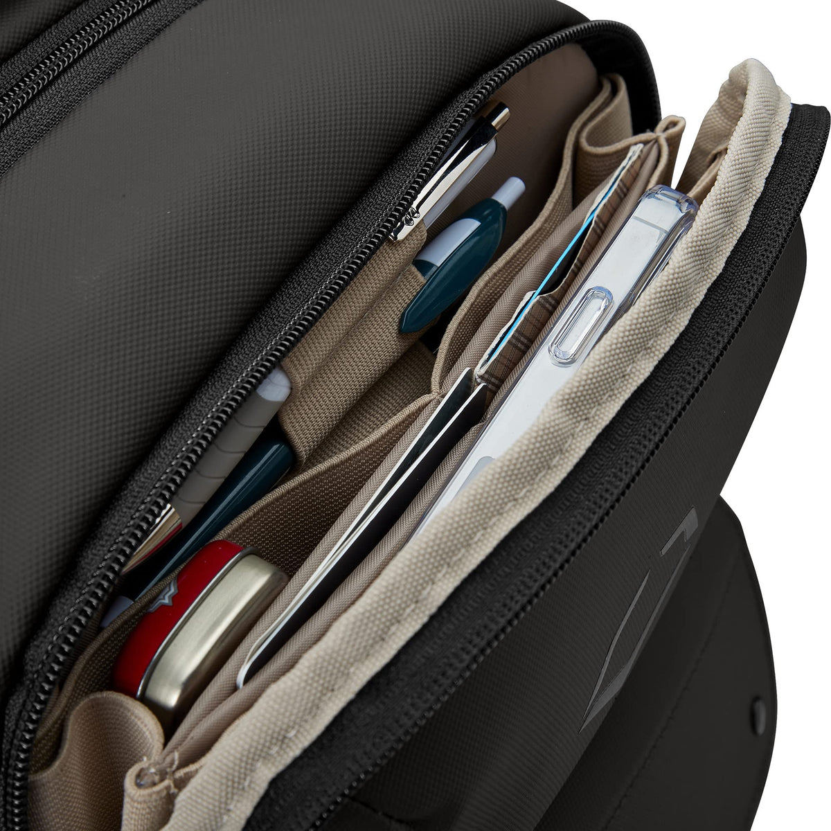 EvoShield Exec Backpack fleece-lined organizer pocket keeps small items tidy