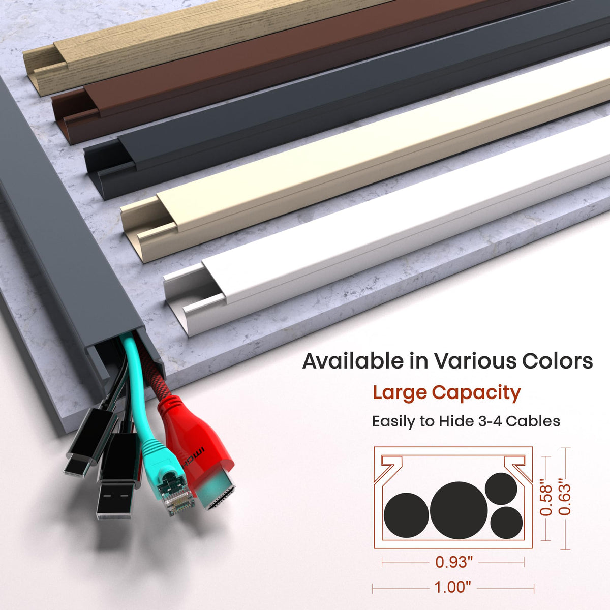 EVZA cable cover contents laid out with channels and fittings