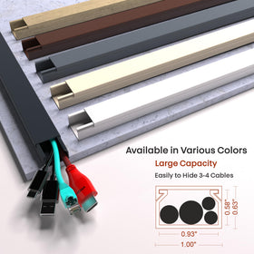 EVZA cord hider tidies a living space by concealing cables under a wall-mounted TV.