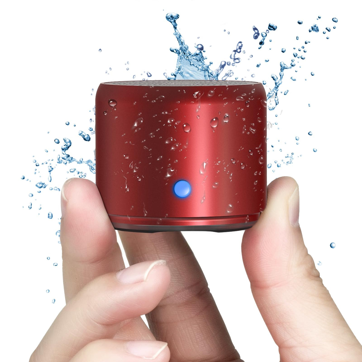 EWA A106 Pro portable Bluetooth speaker in red, front view, compact travel-ready design