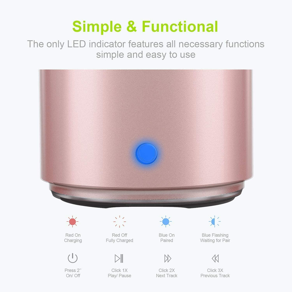 EWA A106 rose-gold compact speaker ideal for shower and on-the-move listening.