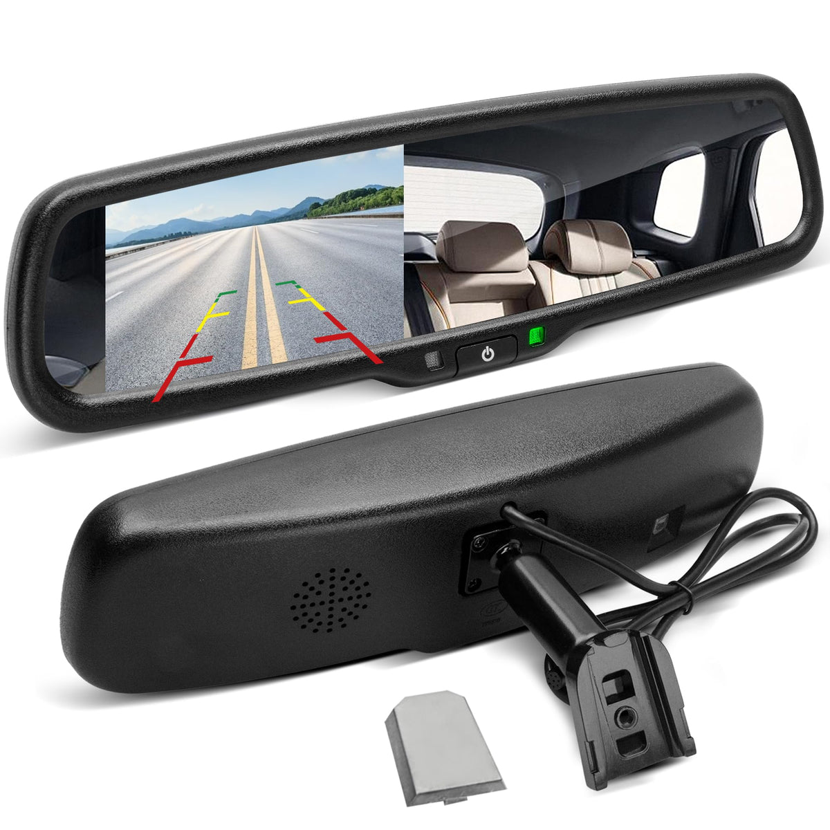 EWAY 4.3-inch LCD rearview screen enhances backup visibility in daylight.
