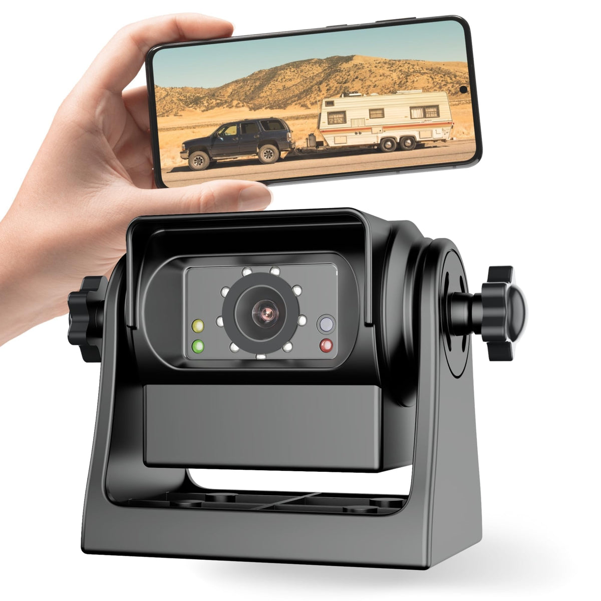 EWAY Strong Magnetic Backup Camera front view for easy hitch alignment and clear visibility