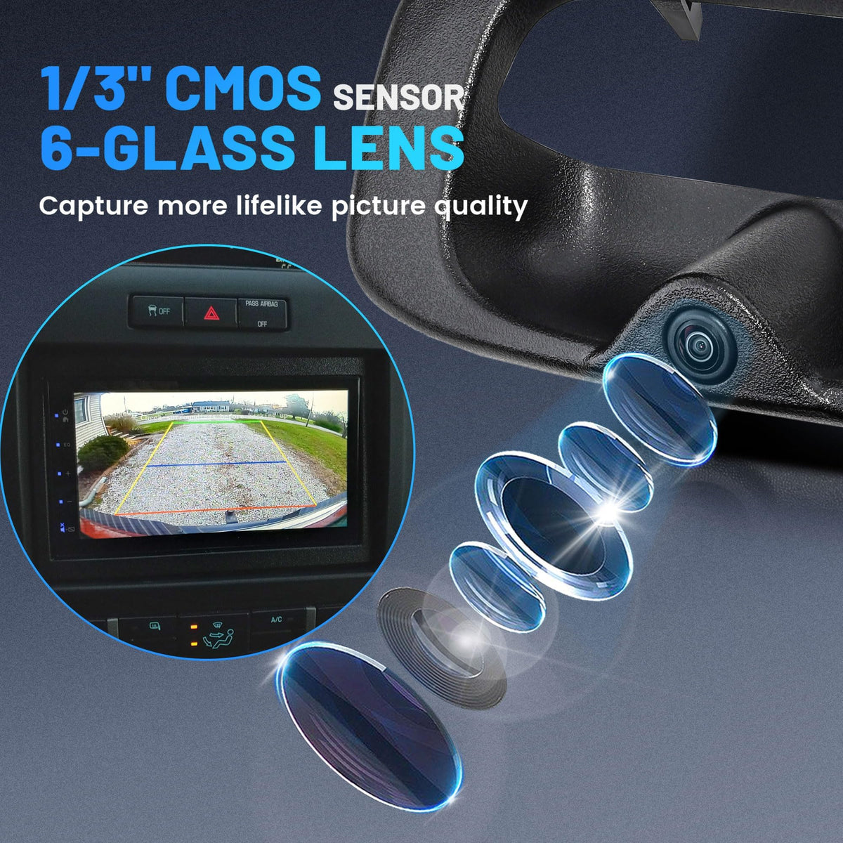 EWAY tailgate handle camera for Silverado 2500 shows clearer back view