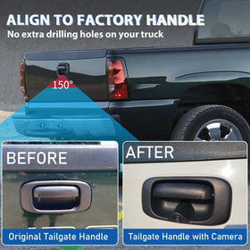 EWAY tailgate handle camera for Silverado 3500 enhances maneuvering in tight spaces