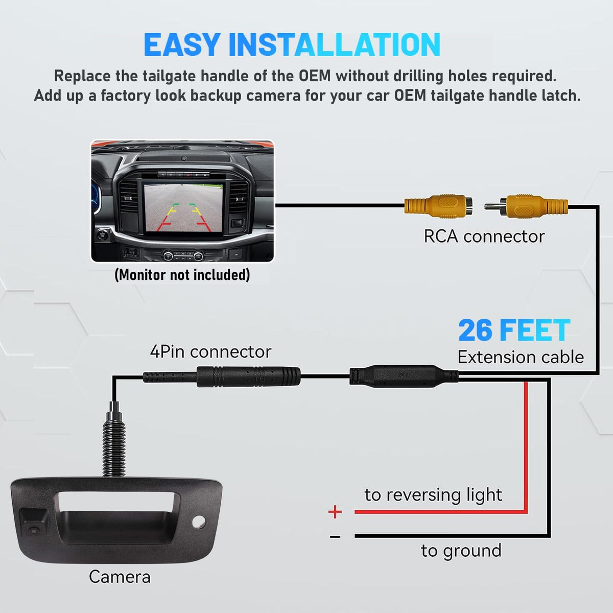 EWAY tailgate handle with key hole design preserves OEM look and security