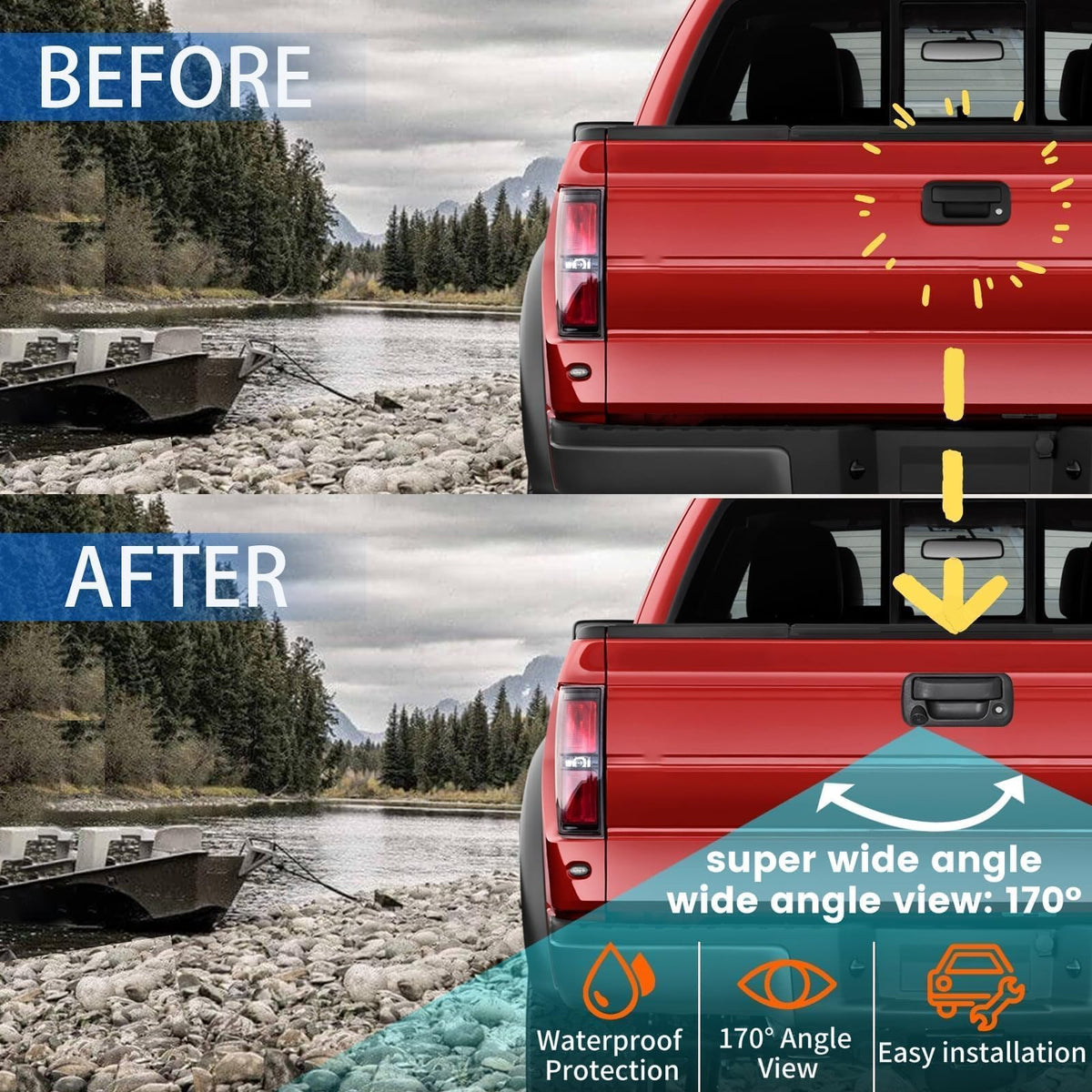 EWAY tailgate handle camera design offers seamless, OEM-like appearance.