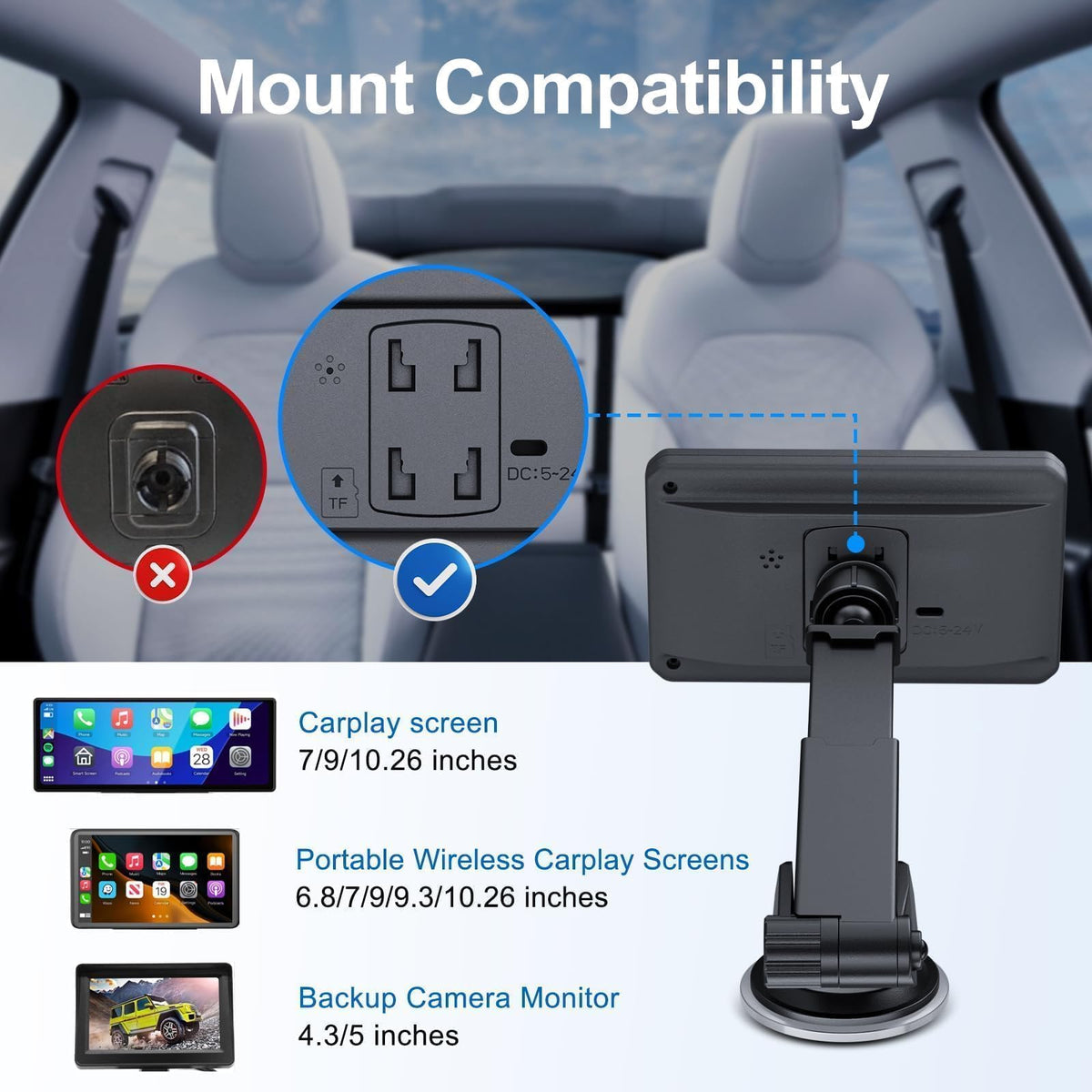 EWAY suction cup on textured dashboard showing firm adhesion and stability
