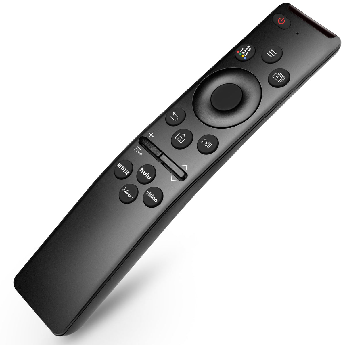 Front view of EWO'S universal remote for Samsung TVs with ergonomic grip.