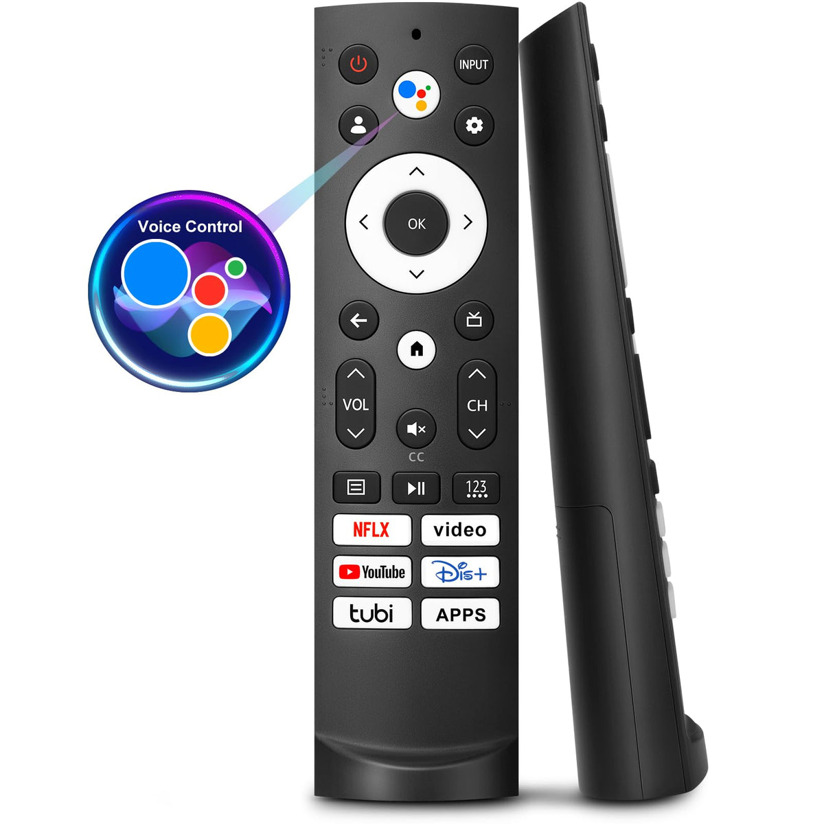 EWO'S Hisense remote front view shows ergonomic grip and quick-access shortcuts