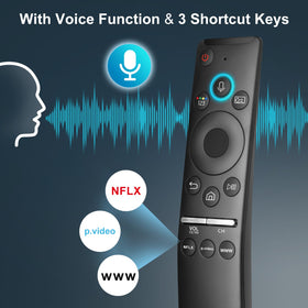 EWO'S remote with supported voice functions on compatible Samsung TVs.