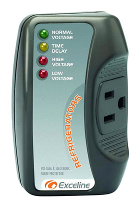Exceline surge protector for refrigerator protecting a fridge from power spikes