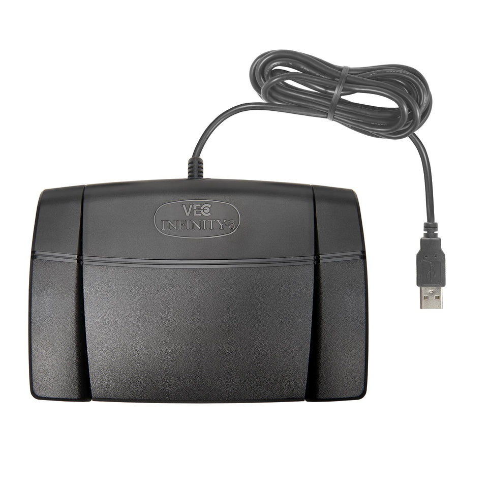 Executive Communication Systems Infinity 3 foot pedal Play focus supports hands-free transcription