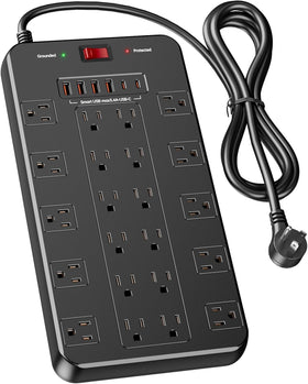 EXGOLGRIK front view showing 22 outlets and 6 USB ports for dense charging