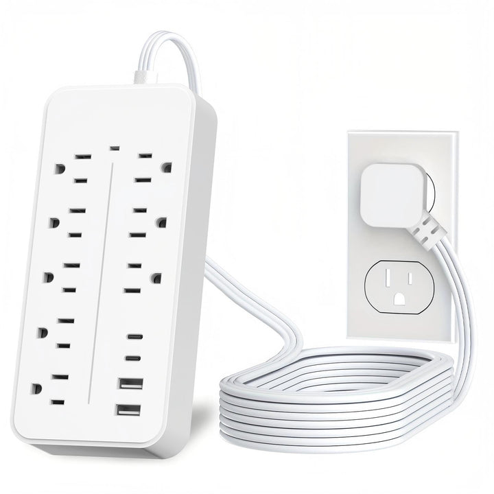 EXGOLGRIK front view showing eight outlets and four USB ports for organized charging