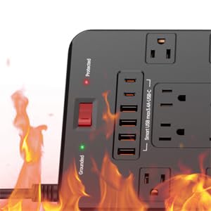 EXGOLGRIK on office desk powering monitors, laptop, phone with tidy cables