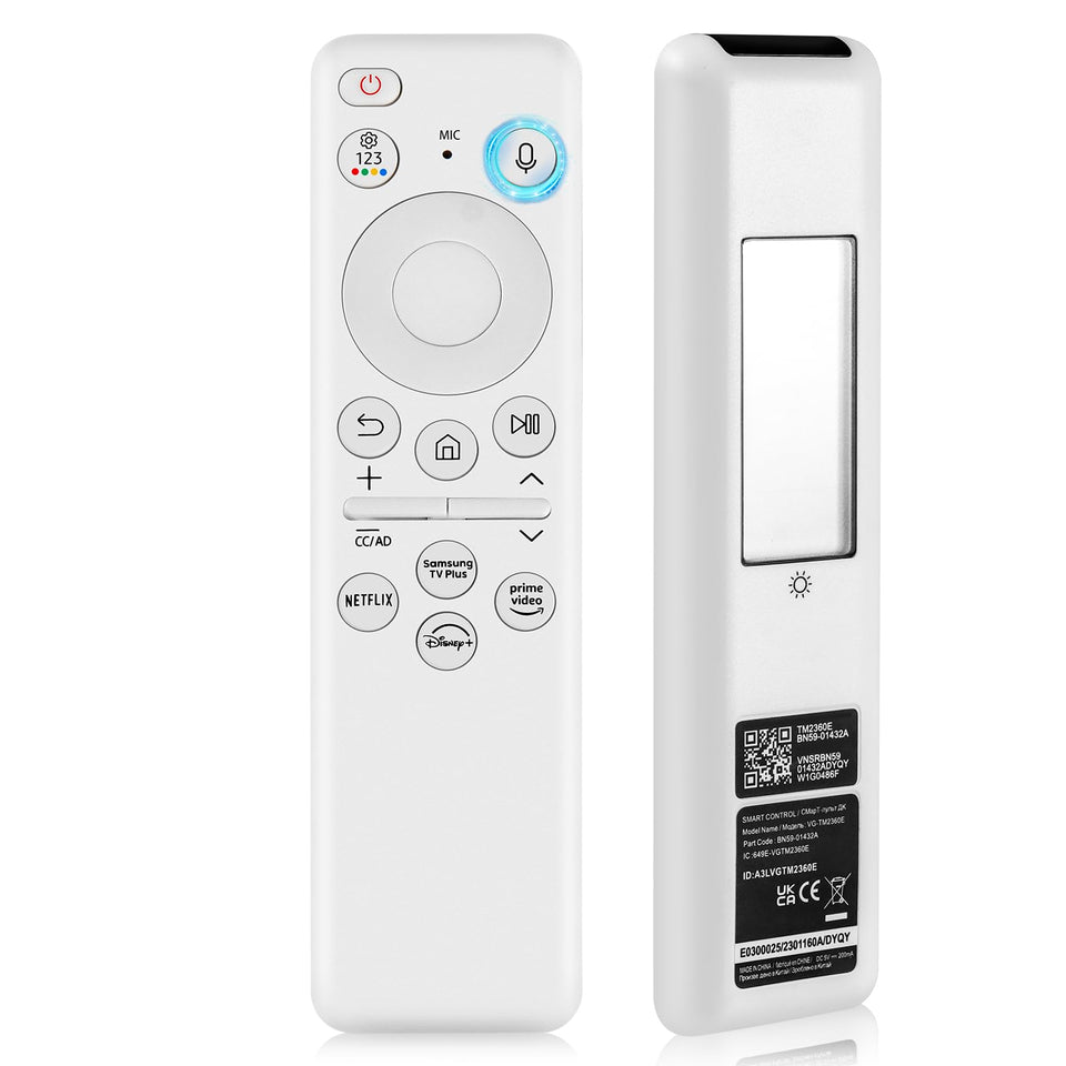 ExploreHome remote front view showing buttons and layout, simplifies TV control