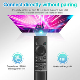 ExploreHome universal Samsung remote range up to 45 feet for flexible viewing.