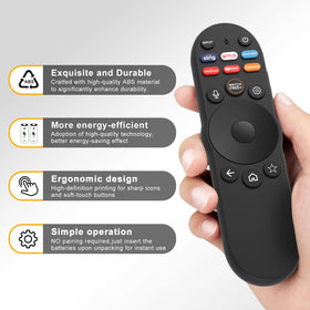 Living room scene with ExploreHome remote in use, controlling a VIZIO SmartCast TV.