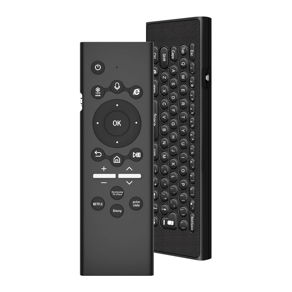 EYAIOROTES front view of remote showing ergonomic layout and quick access buttons