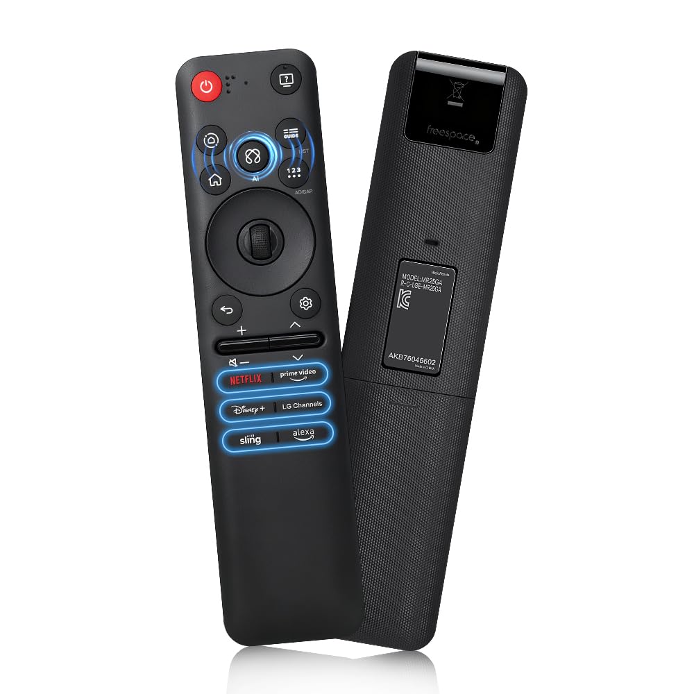 EYAIOROTES LG MR25GA remote front view shows ergonomic grip for precise navigation.