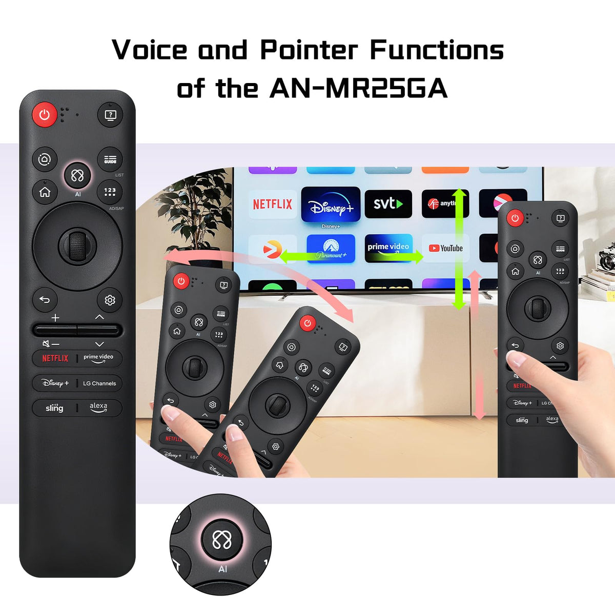 EYAIOROTES LG MR25GA remote voice-control focus enables quick voice commands.
