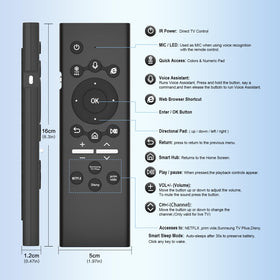 EYAIOROTES remote in a dark living room showing illuminated keys for night use