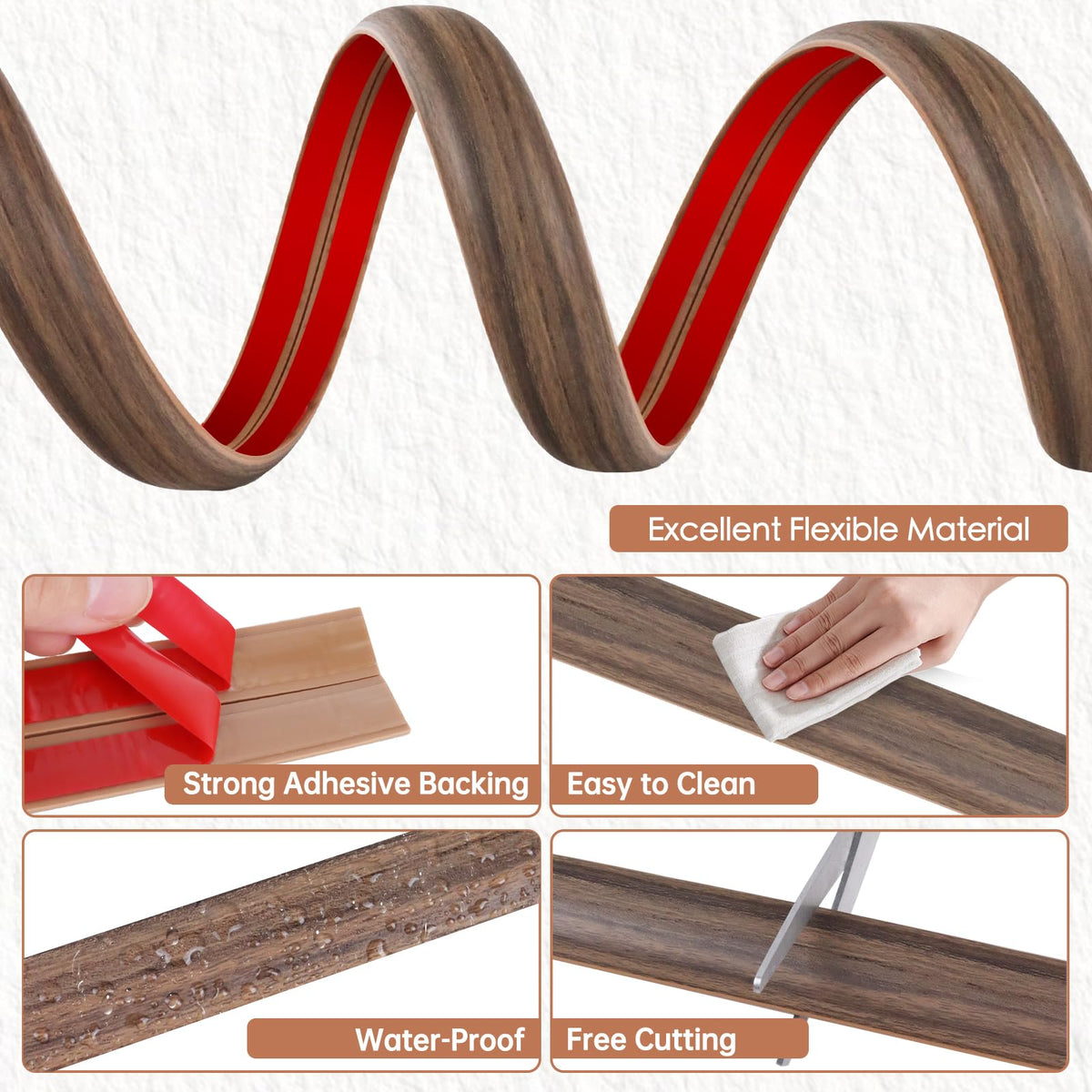 EYAYEN cable cover in misty brown wood blends with decor and conceals wires.
