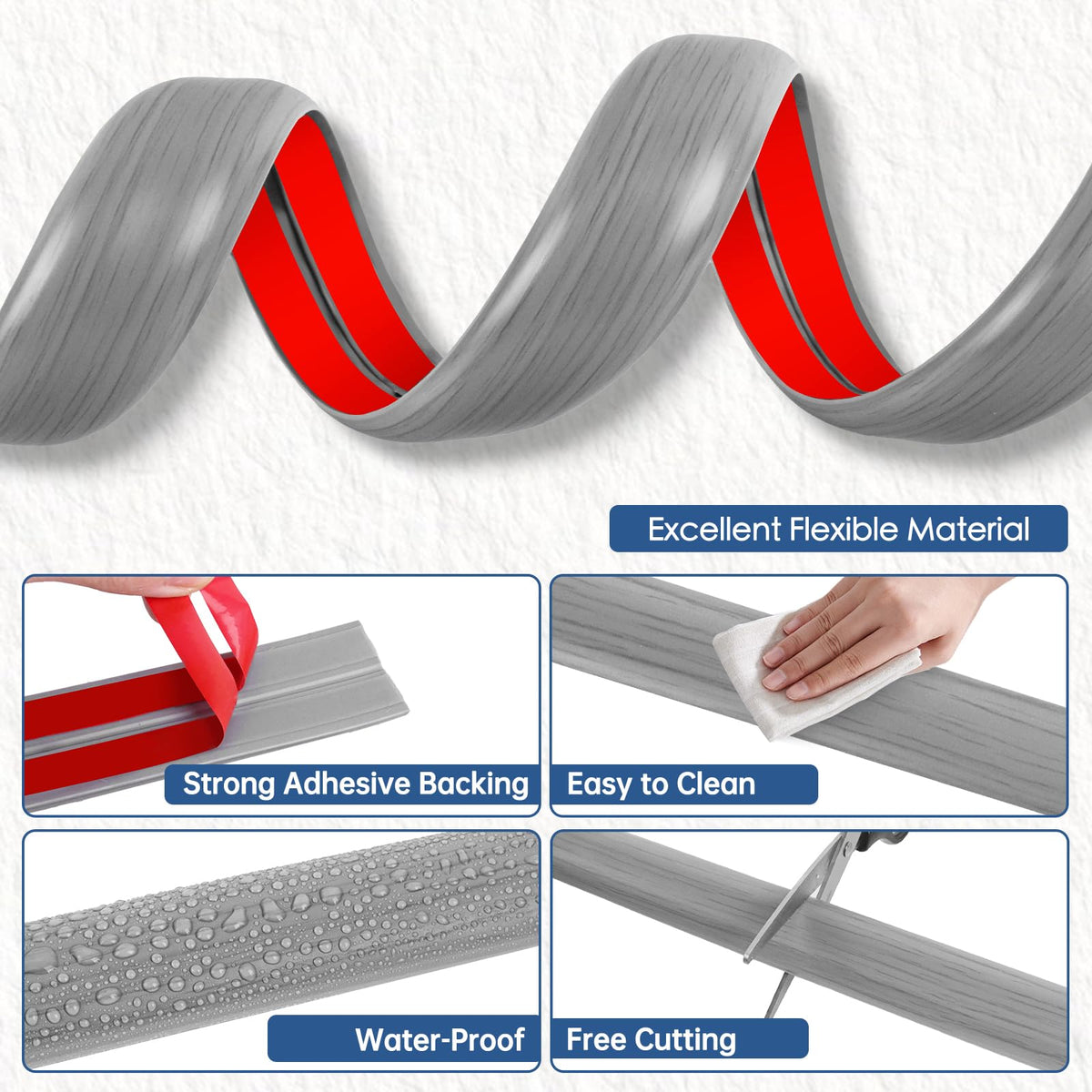 EYAYEN cable management floor cover blends gray wood and conceals cables effectively.