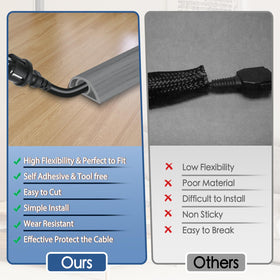 EYAYEN cord hider on the floor protects cables and reduces tripping risk.