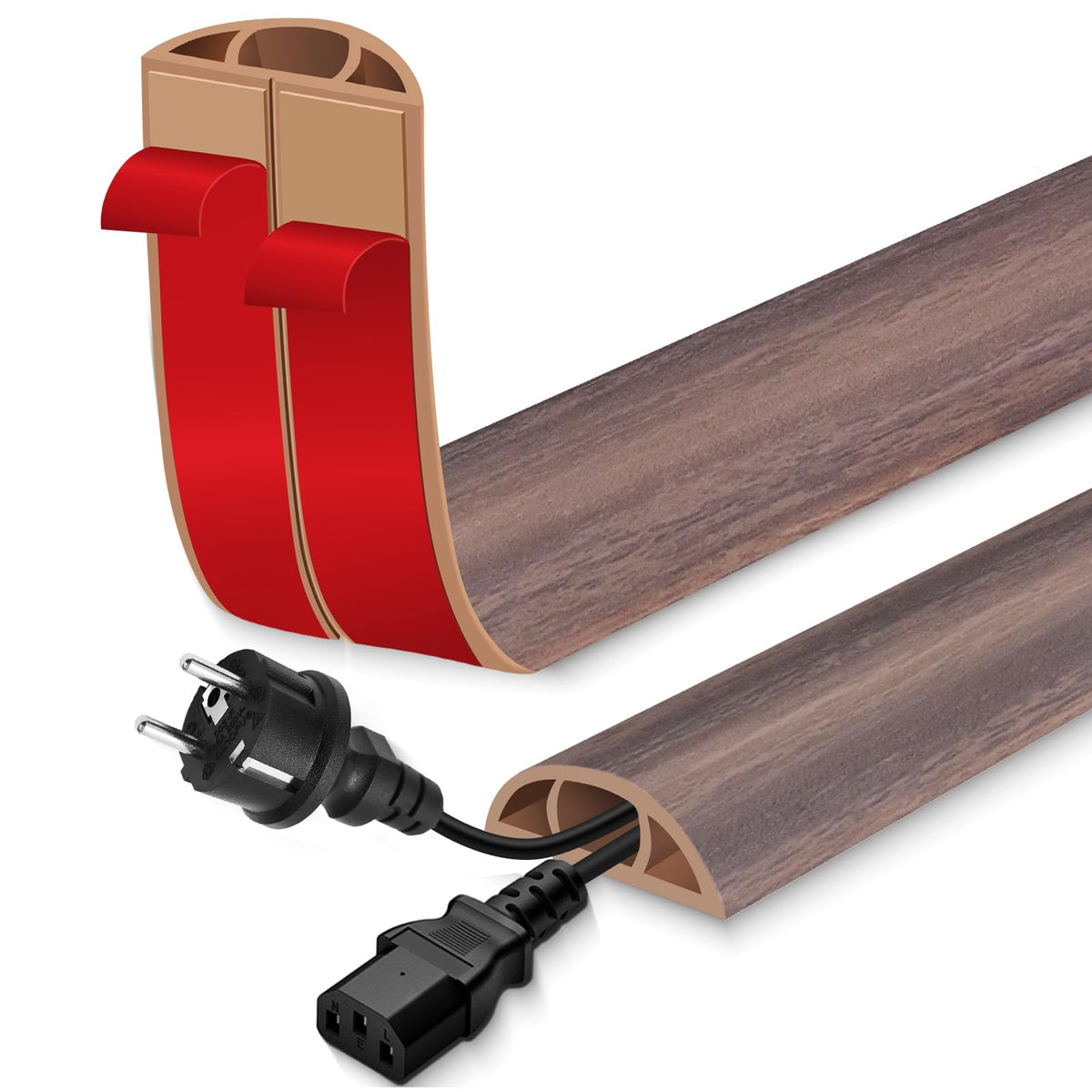 EYAYEN floor cord cover with adhesive back keeps cables neat and safe