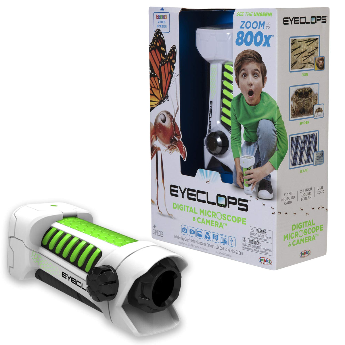 EyeClops built-in color screen enables immediate magnified viewing.