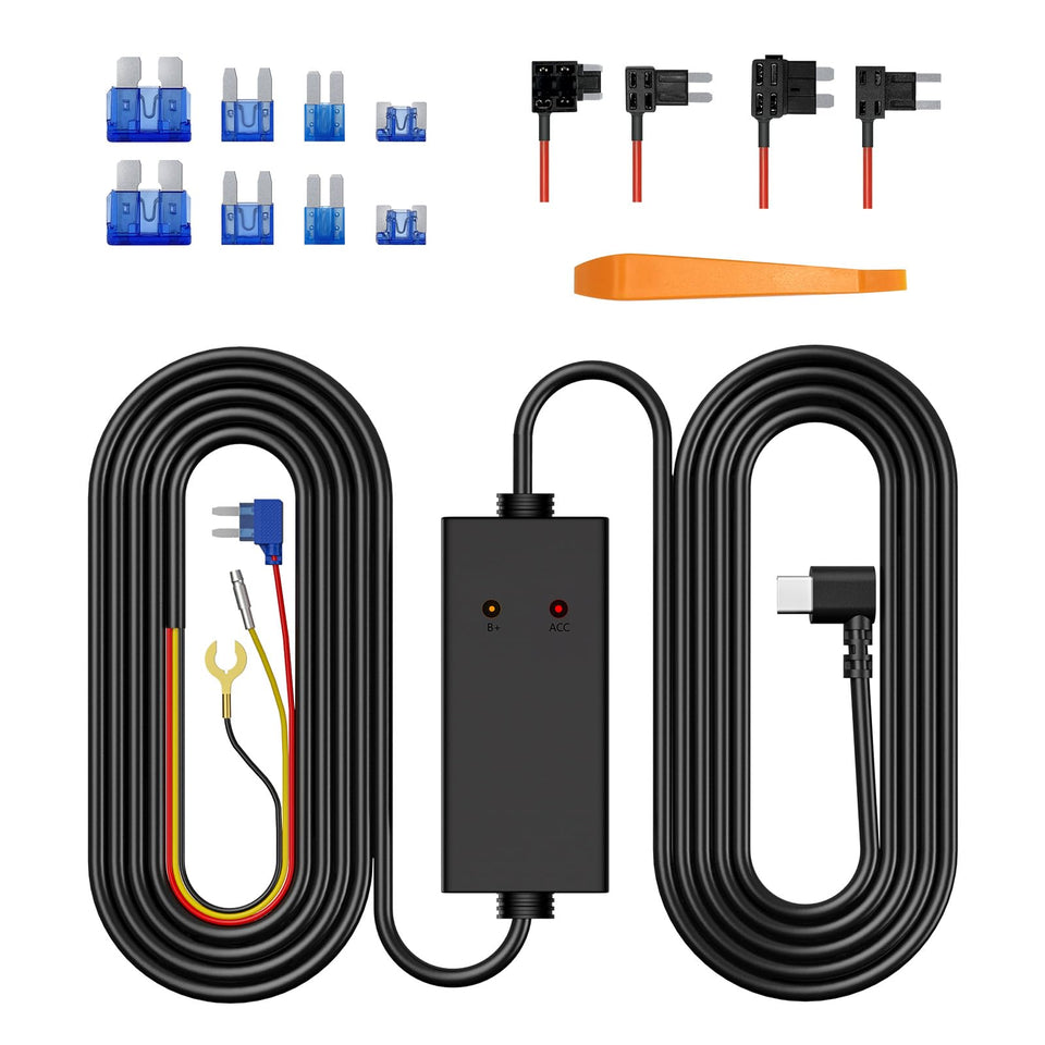Eyeger V5F dash cam hardwire kit powering the camera securely