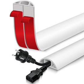 EYAYEN floor cord cover installed on white floor for tidy, safe cables.