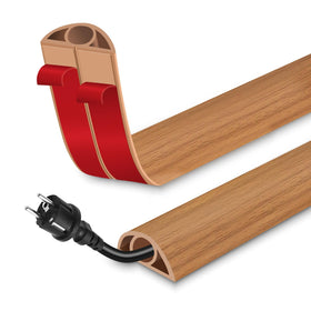 EYAYEN floor cord cover on wood floor hides wires and reduces clutter