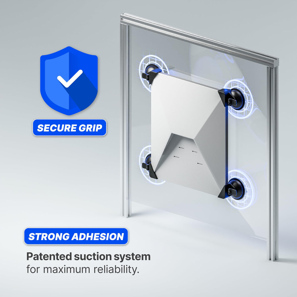EYO suction cup mount holds Starlink Mini securely in van or RV.