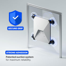 EYO suction cup mount holds Starlink Mini securely in van or RV.