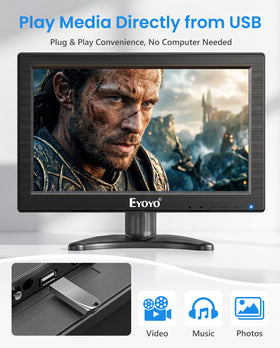 Eyoyo 12in monitor wall-mount holes support space-saving installation.