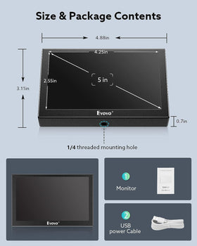 Eyoyo 5-inch monitor suitable for CCTV DVR DSLR usage with multiple inputs