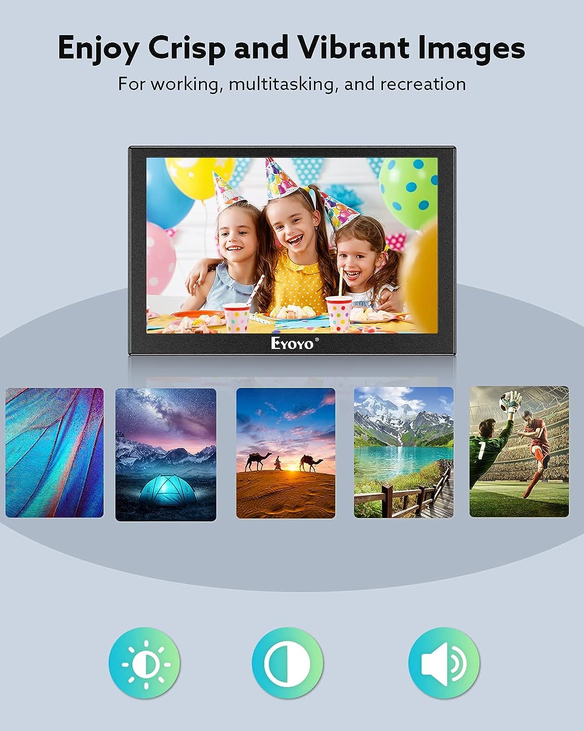 Eyoyo 5-inch monitor portable power options for flexible charging