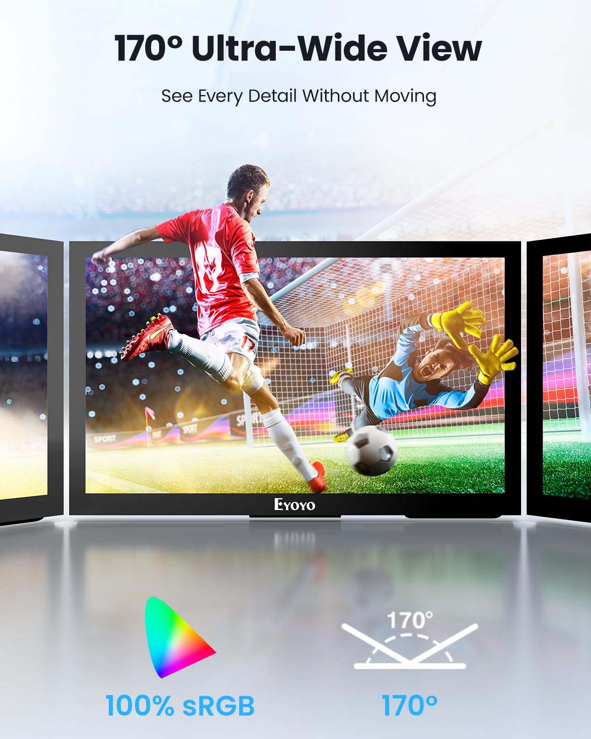 Eyoyo screen showing vivid colors and accurate sRGB benefit