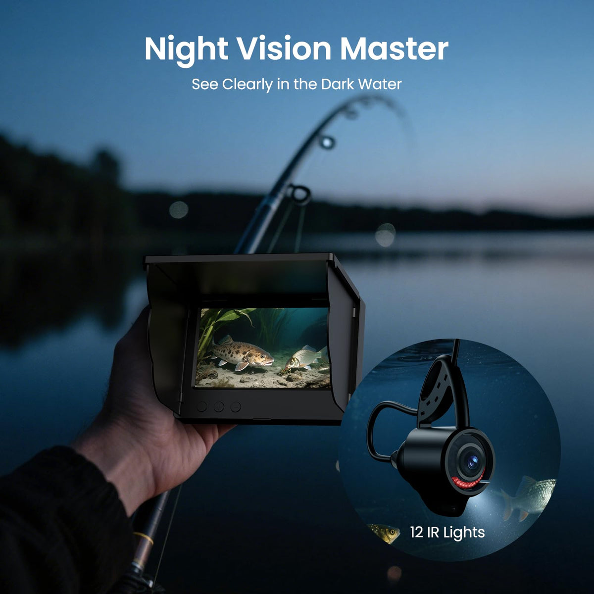 Eyoyo camera with infrared night vision showing clear detail in low light conditions.