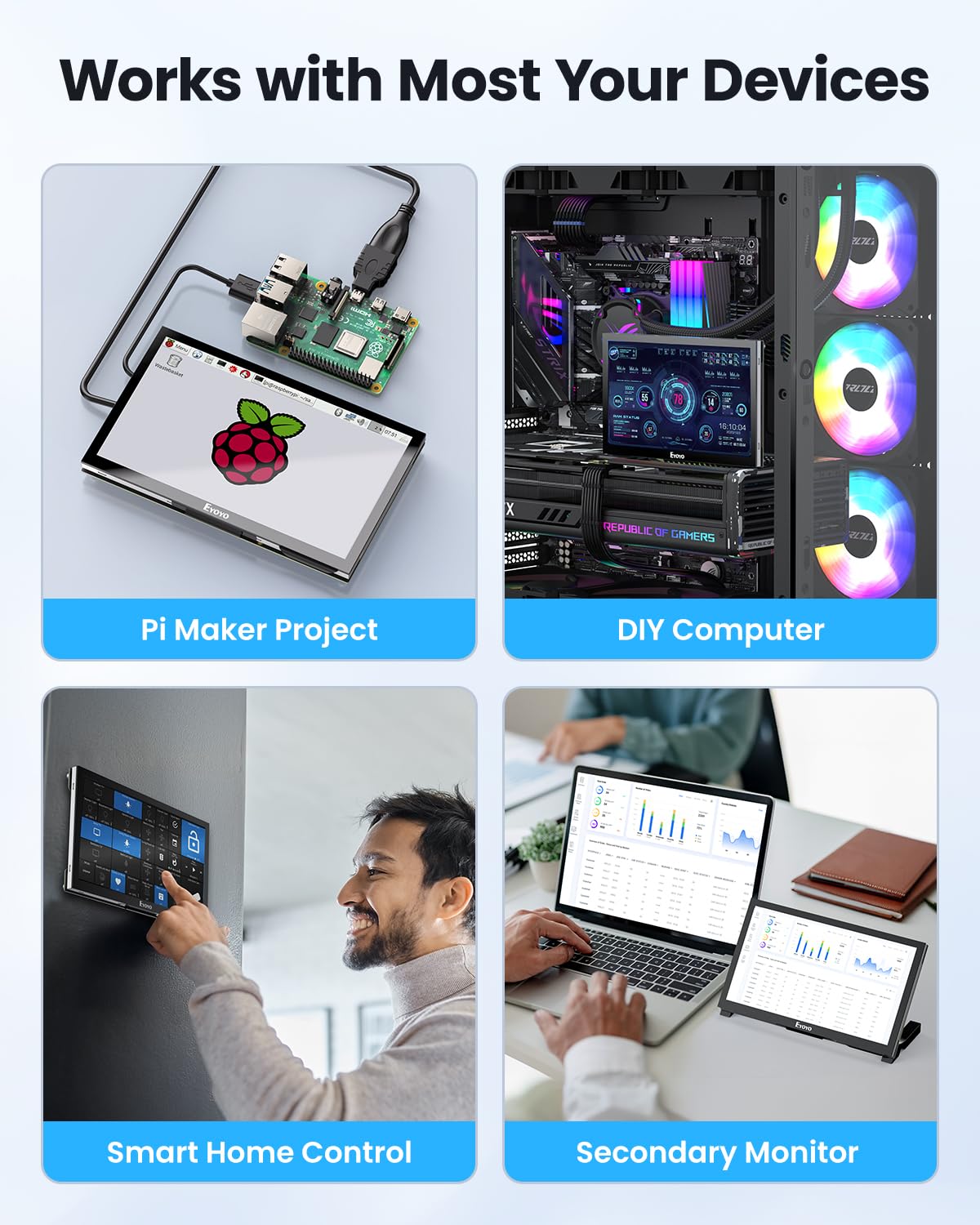 Eyoyo next to a hand showing compact size and portability benefit
