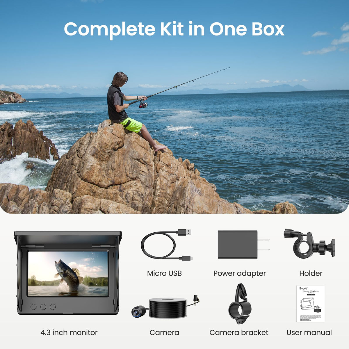 Eyoyo monitor charges via USB for convenient power during long sessions.