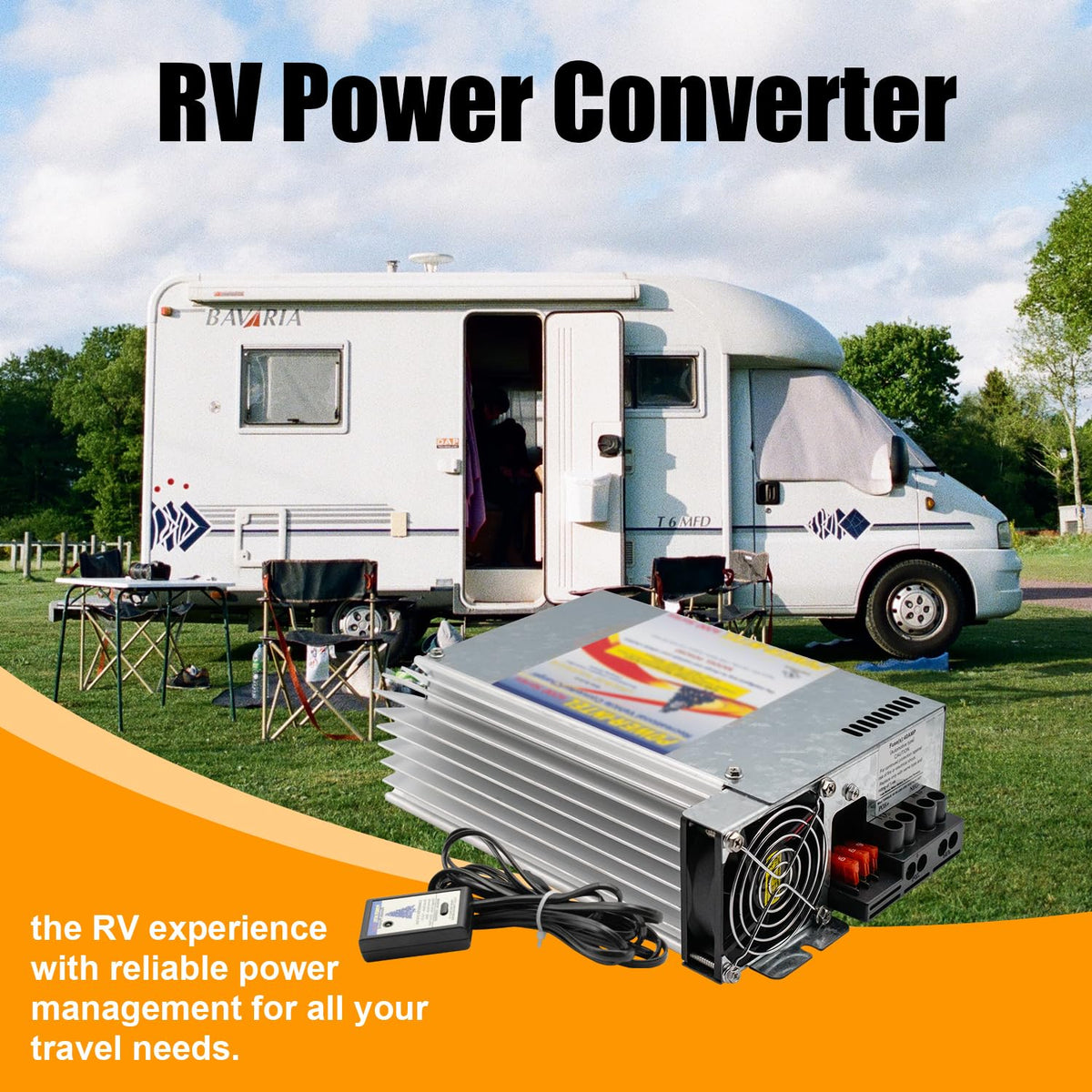 RV installation scene showing EYPDARL PD9280 powering appliances