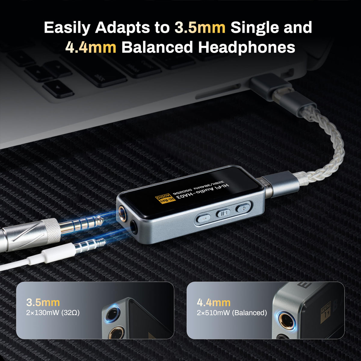 EYTSE outputs 4.4mm balanced and 3.5mm for versatile headphone connections