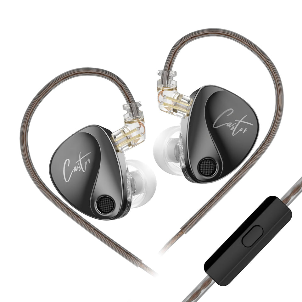 EZ EAR KZ Castor wired earbuds front view showing bass potential